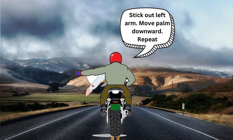 Slow down biker hand signal